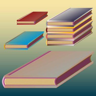 Renkli kitap yığını. Vektör çizim