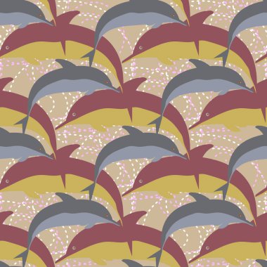 Yunuslar su altında çizim arka planı için bir sürü ile sorunsuz doku