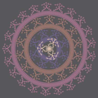 Basit renkli soyut mandala. Parlak dairesel süsleme basit şekiller oluşur. 
