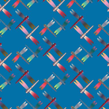 Dekoratif renkli seamless modeli ile şirin yusufçuk