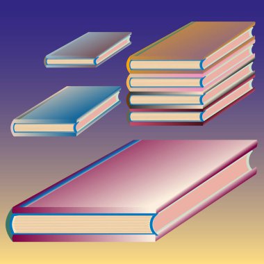 Renkli kitap yığını. Vektör çizim