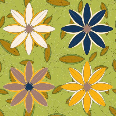 Çiçekler, vektör çizim ile çok renkli geometrik seamless modeli 