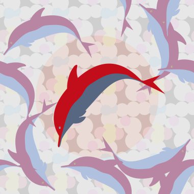 Yunuslar su altında çizim arka planı için bir sürü ile sorunsuz doku