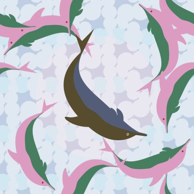 Yunuslar su altında çizim arka planı için bir sürü ile sorunsuz doku