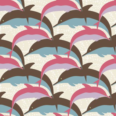 Yunuslar su altında çizim arka planı için bir sürü ile sorunsuz doku