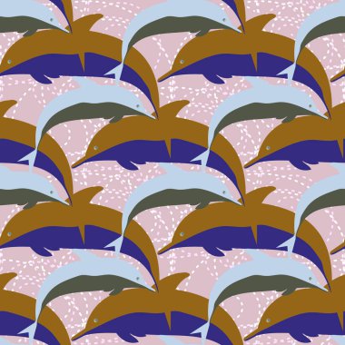 Yunuslar su altında çizim arka planı için bir sürü ile sorunsuz doku