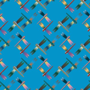 Dekoratif renkli seamless modeli ile şirin yusufçuk