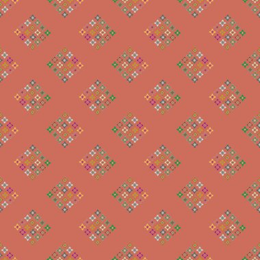 Çiçekler, vektör çizim ile çok renkli geometrik seamless modeli 