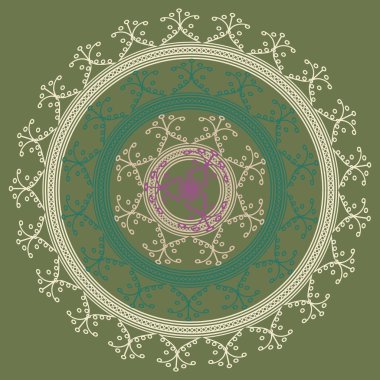 Basit renkli soyut mandala. Parlak dairesel süsleme basit şekiller oluşur. 