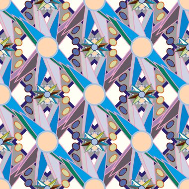 Çiçekler, vektör çizim ile çok renkli geometrik seamless modeli 