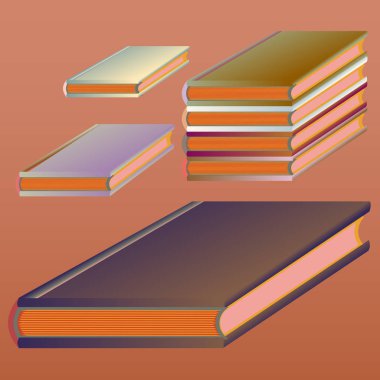 Renkli kitap yığını. Vektör çizim