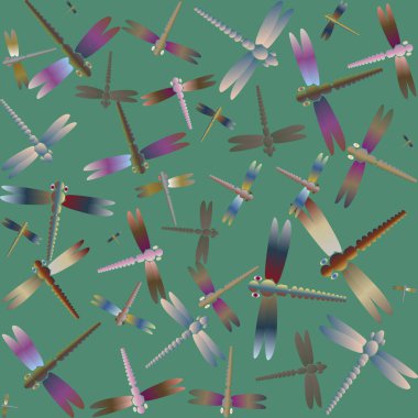 Dekoratif renkli seamless modeli ile şirin yusufçuk