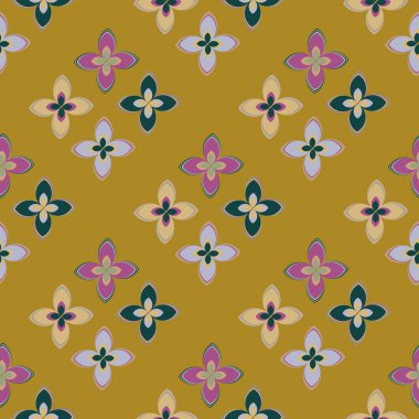 Çiçekler, vektör çizim ile çok renkli geometrik seamless modeli 