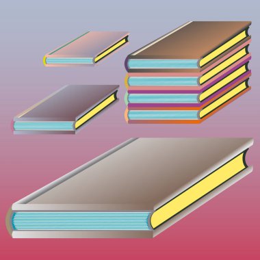 Renkli kitap yığını. Vektör çizim
