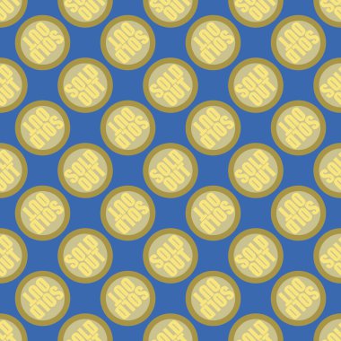 Satılan dışarı Dikişsiz desen metinle. Pop sanat tasarım ve renk doku ile yuvarlak başlık içinde alt yazı. Bir arka plan üzerinde etiket.