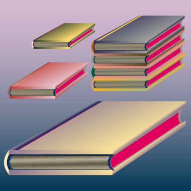 Renkli kitap yığını. Vektör çizim