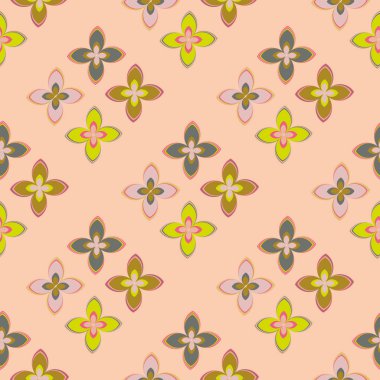 Çiçekler, vektör çizim ile çok renkli geometrik seamless modeli 