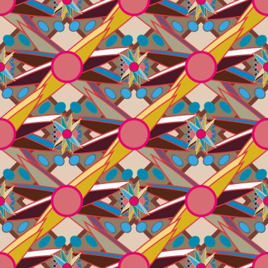 Çiçekler, vektör çizim ile çok renkli geometrik seamless modeli 