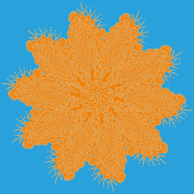 Basit renkli soyut mandala. Parlak dairesel süsleme basit şekiller oluşur. 