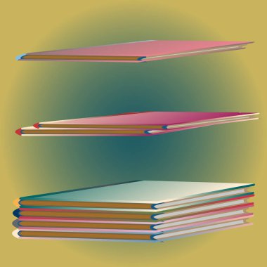 Renkli Notebook yığınları. Vektör çizim