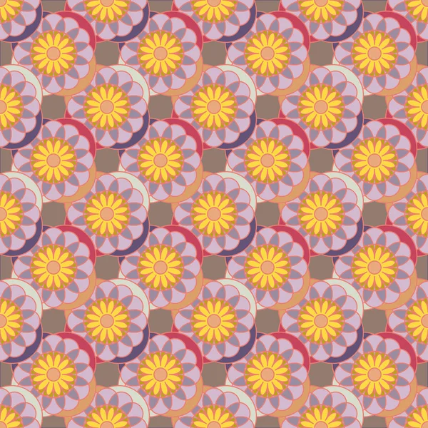 Geometriska Multicolor Sömlösa Mönster Med Blommor Vektorillustration — Stock vektor