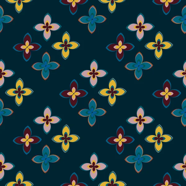 Çiçekler, vektör çizim ile çok renkli geometrik seamless modeli 