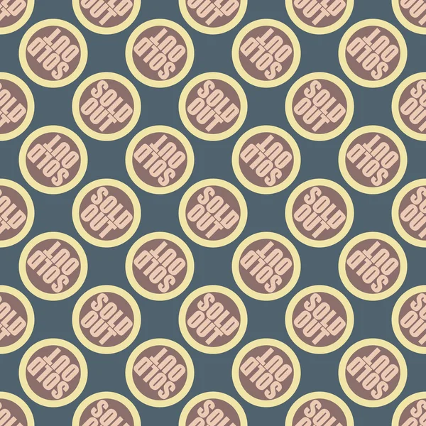 Satılan dışarı Dikişsiz desen metinle. Pop sanat tasarım ve renk doku ile yuvarlak başlık içinde alt yazı. Bir arka plan üzerinde etiket.