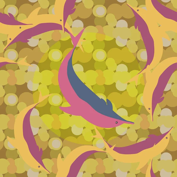 Yunuslar su altında çizim arka planı için bir sürü ile sorunsuz doku