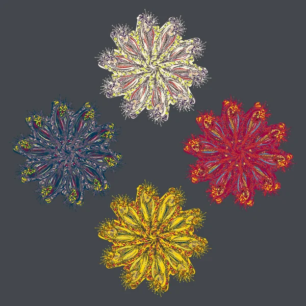 Stil zentangle yeni simetrik mandala doodle ile sanat esin kaynağı oldu. Duvar kağıdı, desen dolgularını, web sayfaları, yüzey dokuları için dekoratif nesne-ebilmek var olmak kullanılmış.