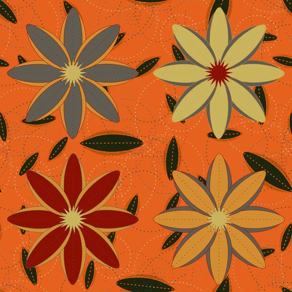 Çiçekler, vektör çizim ile çok renkli geometrik seamless modeli 