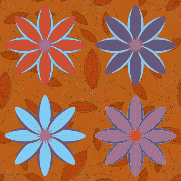 Çiçekler, vektör çizim ile çok renkli geometrik seamless modeli 