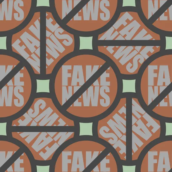 Modello Concettuale Senza Cuciture Con Logo Fake News Problemi Globali — Vettoriale Stock