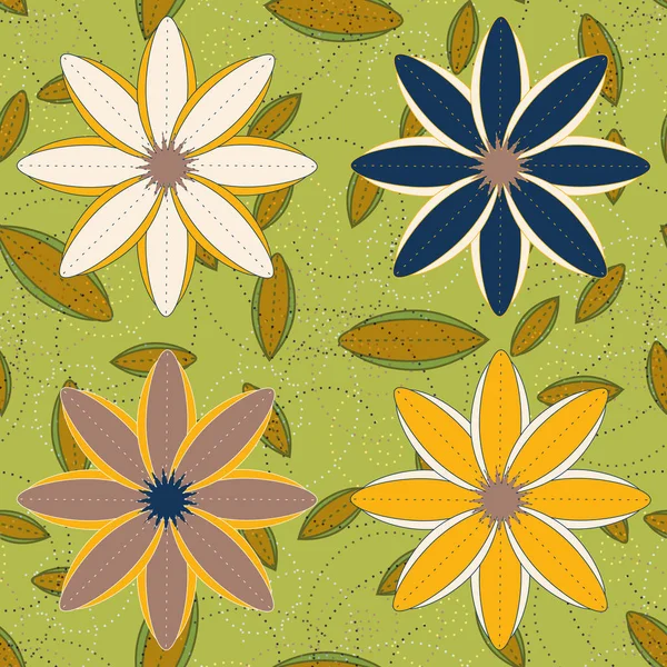 Çiçekler, vektör çizim ile çok renkli geometrik seamless modeli 