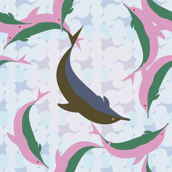 Yunuslar su altında çizim arka planı için bir sürü ile sorunsuz doku