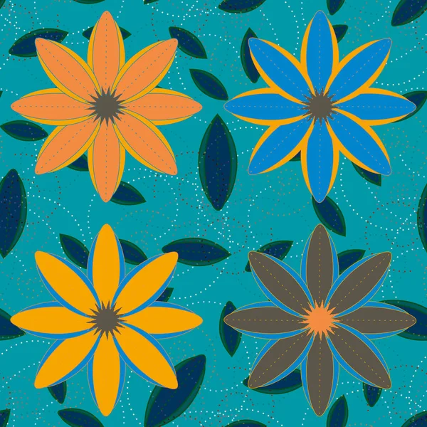 Çiçekler, vektör çizim ile çok renkli geometrik seamless modeli 