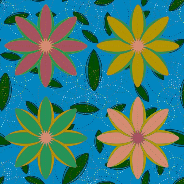 Çiçekler, vektör çizim ile çok renkli geometrik seamless modeli 