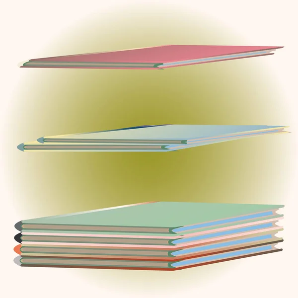 Stosy Kolorowe Notebooków Ilustracja Wektorowa — Wektor stockowy