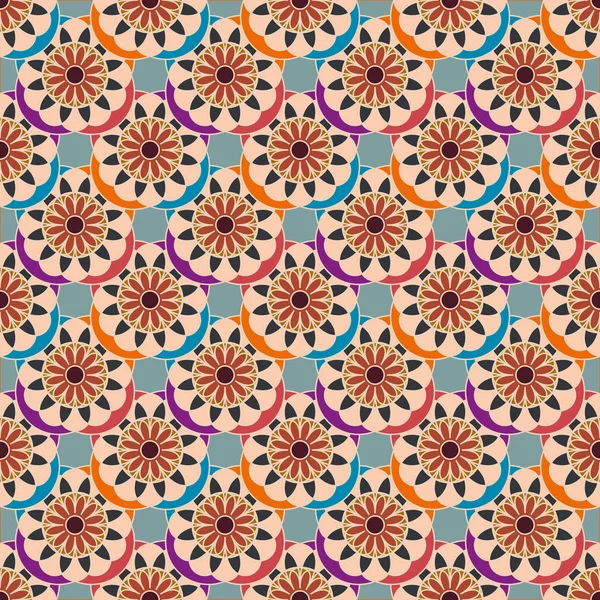 Çiçekler, vektör çizim ile çok renkli geometrik seamless modeli 