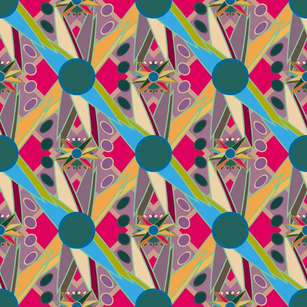 Çiçekler, vektör çizim ile çok renkli geometrik seamless modeli 