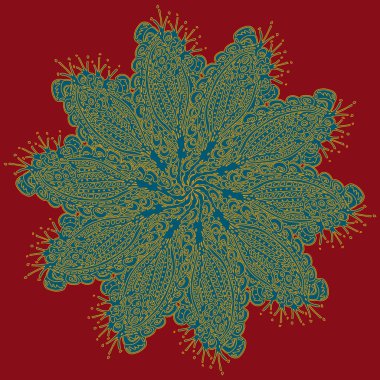 Basit renkli soyut mandala. Parlak dairesel süsleme basit şekiller oluşur. 