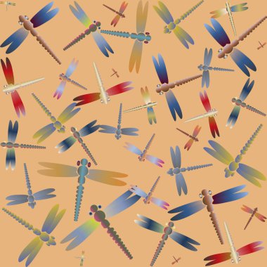 Dekoratif renkli seamless modeli ile şirin yusufçuk