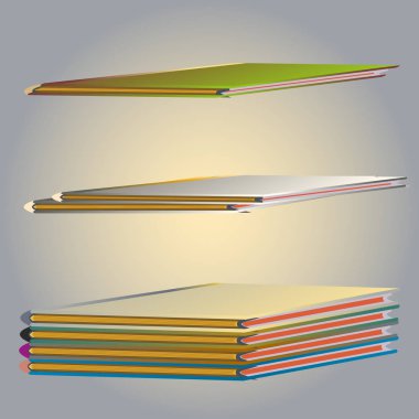 Renkli Notebook yığınları. Vektör çizim