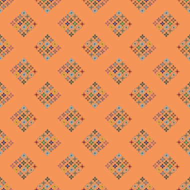 Çiçekler, vektör çizim ile çok renkli geometrik seamless modeli 