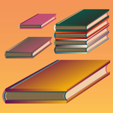 Renkli kitap yığını. Vektör çizim