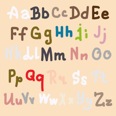 Elle çizilmiş alfabe. Boyalı harfleri fırça. El yazı ve özel tipografi tasarımları logo ve afiş, davetiye ve kartları için