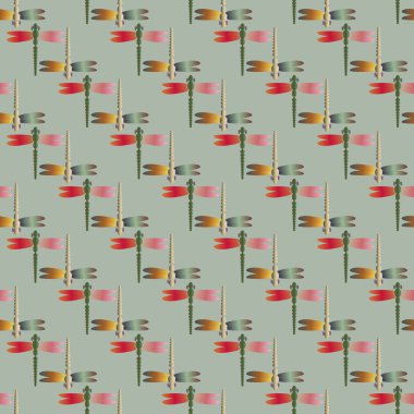 Dekoratif renkli seamless modeli ile şirin yusufçuk