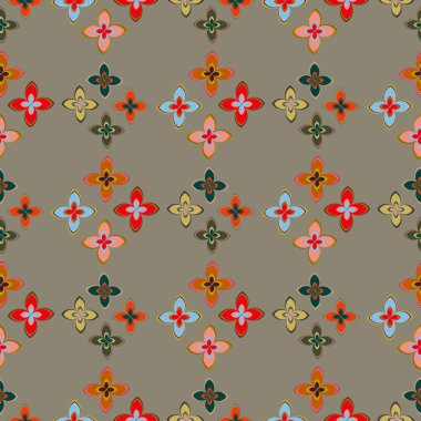 Çiçekler, vektör çizim ile çok renkli geometrik seamless modeli 