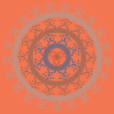 Basit renkli soyut mandala. Parlak dairesel süsleme basit şekiller oluşur. 