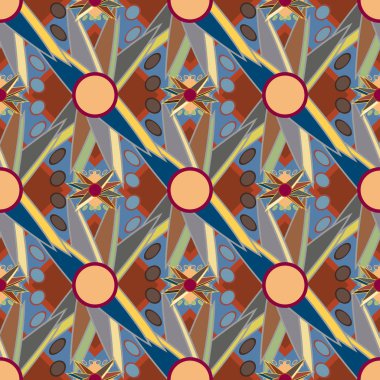 Çiçekler, vektör çizim ile çok renkli geometrik seamless modeli 