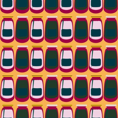 Kavanoz ile rustik ev konserve yeni dikişsiz desen arka planı için.